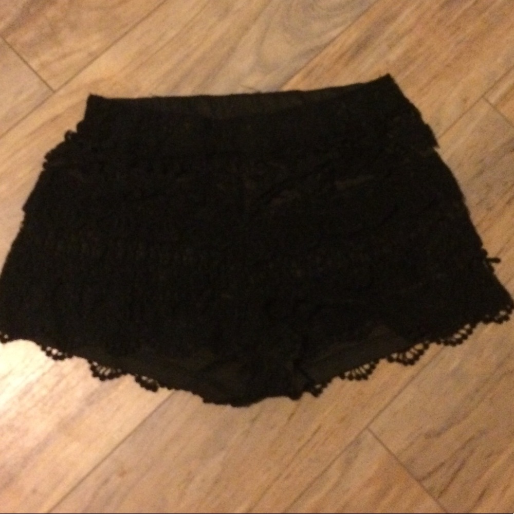 Black Crochet Lace Shorts